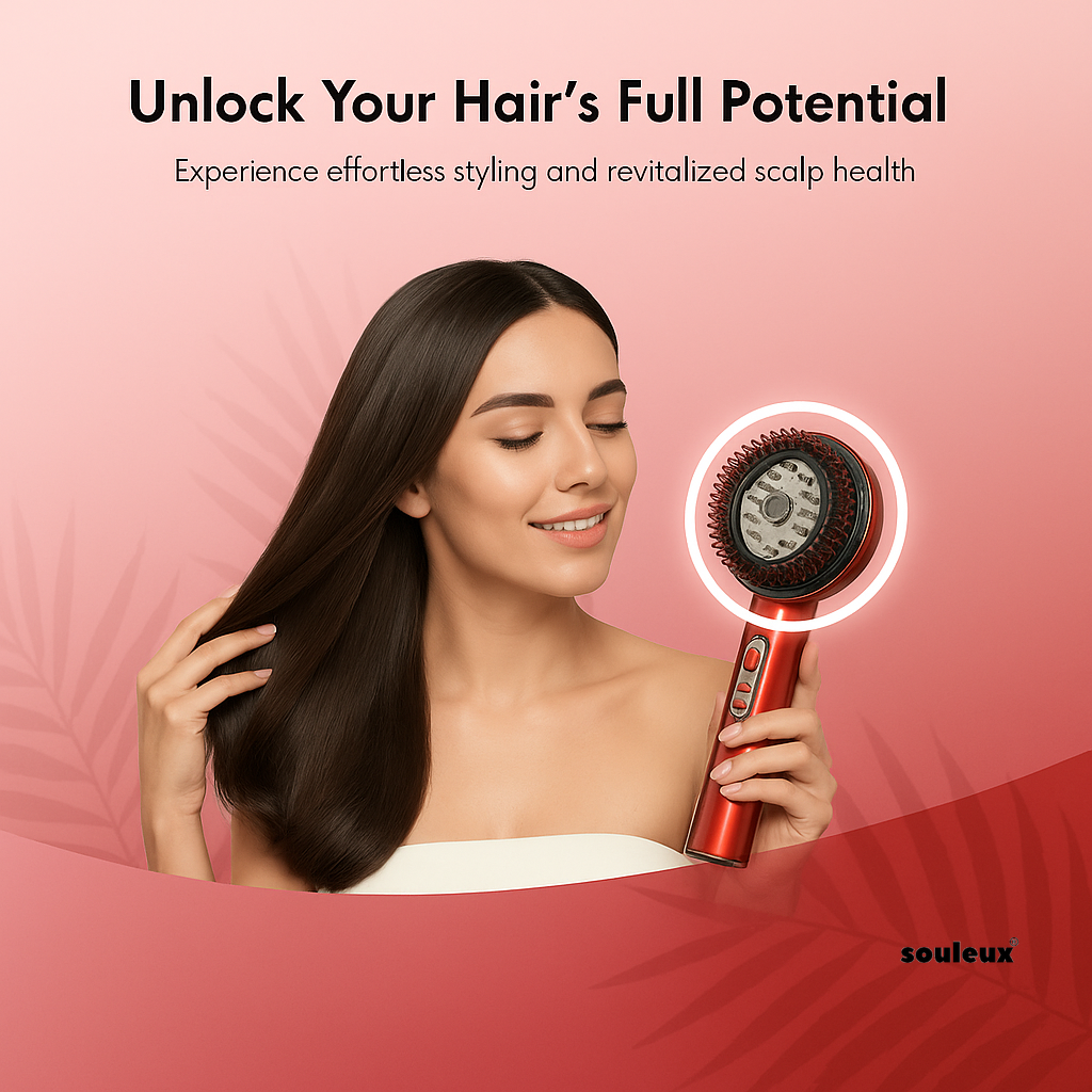 Souleux's 3-1 Red Light Therapy Scalp Massager | Hair Revival Brush