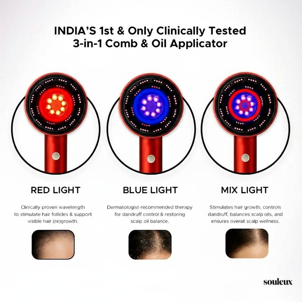 Souleux's 3-1 Red Light Therapy Scalp Massager | Hair Revival Brush